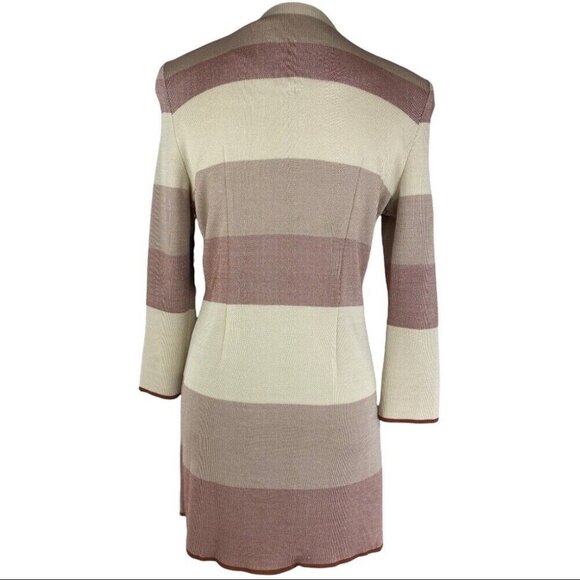 Misook Women's NWT Tan Striped Button Up Long Sleeve Ponte Knit Sweater XS/C40 - Picture 6 of 11